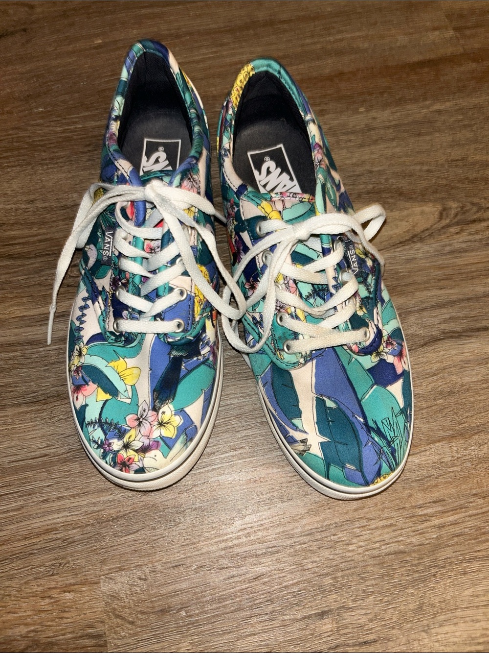 Vans Women's Floral Canvas Low-Top Sneakers - Blue, Green, Yellow
